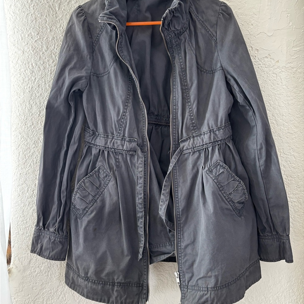 H&M Women's Charcoal Gray Utility Jacket with Drawstring Waist